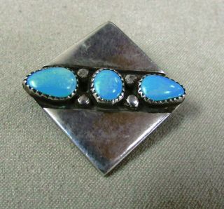 Tucson Artist Frank Patania Vintage Turquoise And Sterling Silver Pin