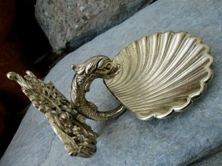 Architectural Salvage Vintage Brass Soap Disk Holder Shell Fish Shape