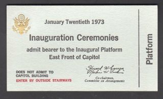 1973 Richard Nixon Inauguration Ceremonies Platform Ticket