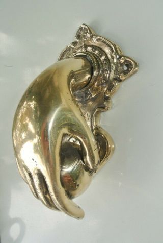 Hand Fist Ball Front Door Knocker Fingers Solid Brass Polished 16 Cm Old Style B