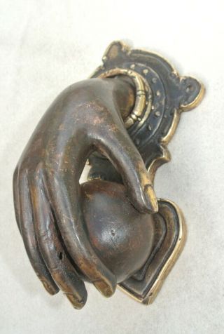 Hand Fist Ball Front Door Knocker Fingers Solid Brass Hollow 16 Cm Old Style B