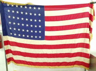 Vintage Silk 48 Star American Flag W/ Gold Tassels