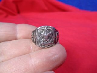 Vintage Sterling Silver Boy Scout Ring Sea Scout Size 10.  5