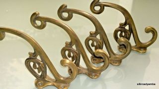 4 Hall Stand Coat Hooks Door Solid Brass Antiques Vintage Old Style 5 " Hook B