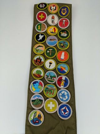 Vintage Boy Scouts Sash With 28 Patches (1970s)