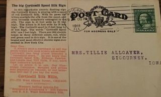 Antique Advertising Post Card CORTICELLI SPOOL SILK Thread Sign York 1911 2