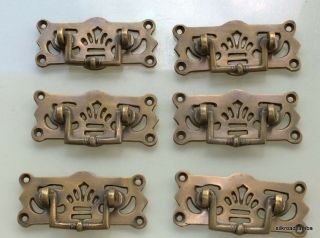 6 Small Heavy Handles Aged Pull Solid Brass Heavy Old Vintage Style Drawer 68mmb