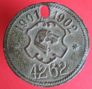 Poland - Old 1901/1902 Dog License Tag - More On Ebay.  Pl