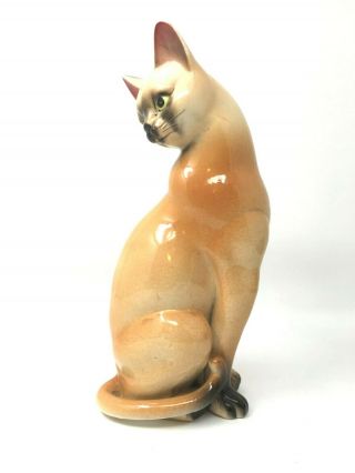 Vintage Tall Mid Century Ceramic Siamese Cat Statue Figurine Japan 10.  5 " Tall