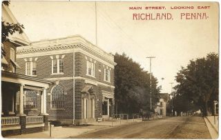 Rppc Real Photo Postcard Of Main Street Looking East Richland,  Pa.  Lebanon Co.