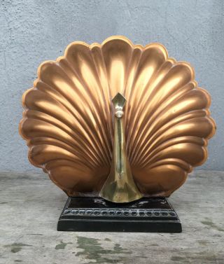 C1930 Vintage Art Deco Peacock Wall Lamp Copper Brass Sconce Table Top Light