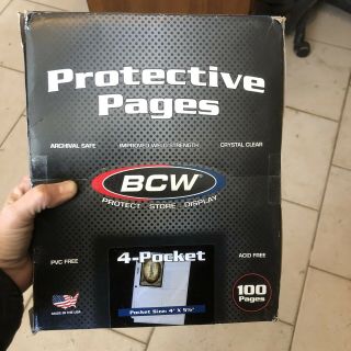Bcw Protective Pages 4 Pocket 3 Ring Pocket Size 4 X 5.  5 In 100 Pages
