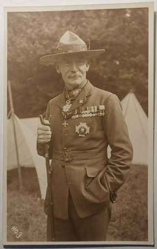 Vtg.  Boy Scout Postcard: Robert Baden - Powell Portrait In Uniform 1925 Pok.  1163