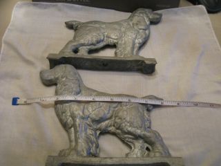 (2) Vintage Heavy Aluminum Cocker Spaniel Dogs Gate Fence Topper Finial