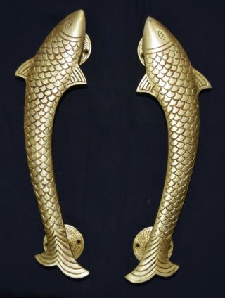 Golden Fish Shape Brass Door Handle Handmade Australian Culture Door Handles Dec