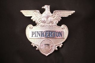 Vintage Hat Badge Pinkerton Silver Tone Great Shape