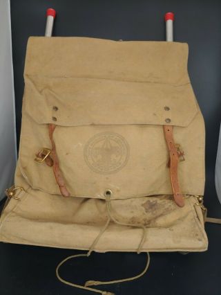 Vintage Boy Scouts Of America Canvas Back Pack With Aluminum Hiking Frame