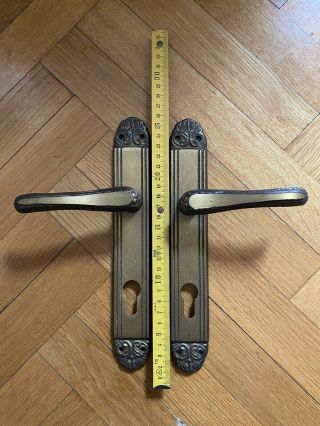 Vintage French Brass Door Handles & Plates Made In Italy Removed From A Villa.