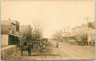 1910s Douglass,  Kansas Rppc Photo Postcard Main Street " Looking North "