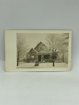 Rppc Home On S.  5th And Adams Snow Scene Ironton Ohio Postcard Oh