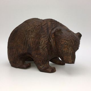 Black Forest Brown Grizzly Bear Wood Carving Heavy 6 " Wildlife Animal Figurine