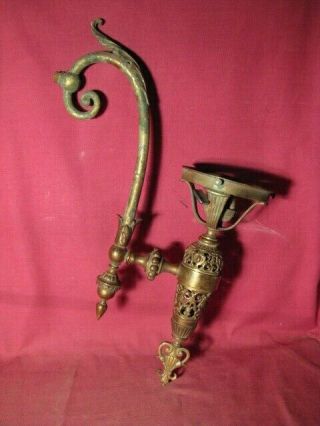 Antique Ornate Heavy Brass Gas Fixture Converted To Electric