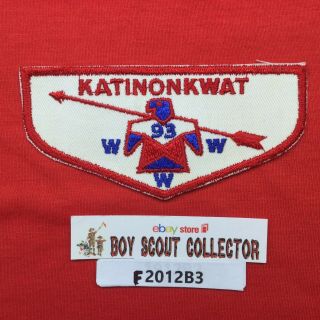 Boy Scout Oa Katinonkwat Lodge 93 F1 Ff First Flap Order Of The Arrow Flap Patch