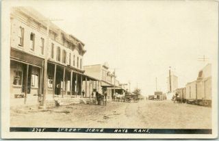 Hays Kansas Rppc Real Photo Postcard Downtown Street Scene W/ Train 1907 Cancel