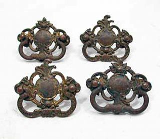 Set Of 4 Matching Antique Brass Drop Bail Pulls For Sewing Machine Drawers 1890