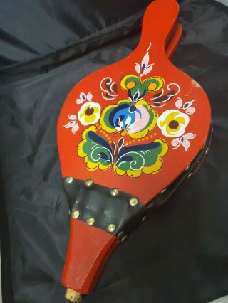 Vintage Fireplace Bellow Hearth Bellows Hand Painted Folk Art Country Woodstove