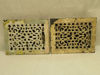 Antique Victorian Ornate Cast Iron Floor Grate Vent Register 9 - 5/6 " X 7 - 3/4 "