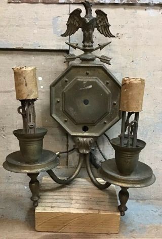 Antique Brass Wall Sconce Light Fixture W/ Eagle — / Repair