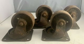 Set Of 4 Matching 4 " Vintage Antique Cast Iron Casters The Fairbanks Company