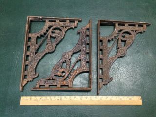 Antique 3 Ornate Victorian Eastlake Cast Iron Shelf Brackets
