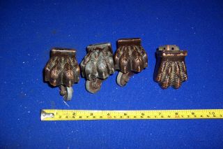 Vintage Claw Feet With Castors X 4 Copper/brass 1.  1/4 " 1.  1/8 " Reclaimed