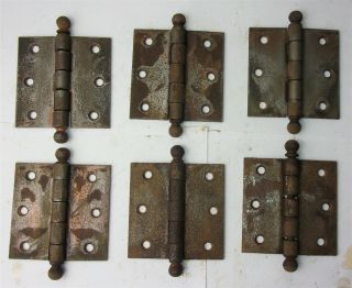 6 Antique Vintage Cannon Ball Pin Door Hinges 3.  5 " X 3.  5 " Reclaimed Salvage