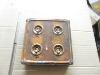 Vintage Britmao Industrial 4 Gang Light Toggle Switch Brass Cast Iron