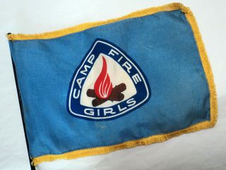 Vintage Camp Fire Girls Flag W/gold Trim