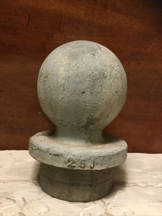 Lg Antique Cast Iron Hitching Post Fence Finial Cannon Ball Vintage Rustic Farm