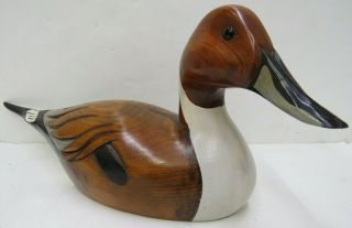 Vintage 1979 Wooden Bird Factory Hand Carved & Painted Pintail Drake Duck Decoy