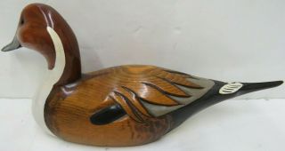 Vintage 1979 Wooden Bird Factory Hand Carved & Painted Pintail Drake Duck Decoy 3