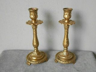 Pair French Vintage Bronze Candlesticks Reserved Kamela