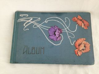 , Early German Postcard Album W/floral Design Cover - - No Postcards