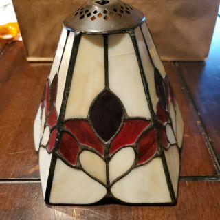 Antique Stain Glass Lamp Shade Rare Small 6 " Tall