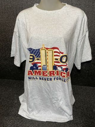 9/11 World Trade America Will Never Forget By Love Unlimited Gray T - Shirt Xl/2x