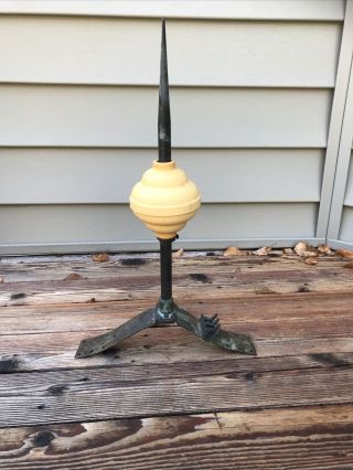 Vintage Barn Copper Lightening Rod Weathered Lighting Rod W/ Plastic Ball
