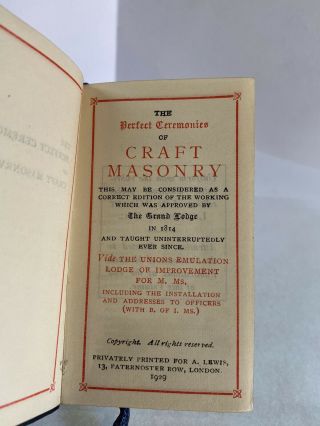 THE PERFECT CEREMONIES OF CRAFT MASONRY MASONIC POCKET BOOK & WALLET 1929 3