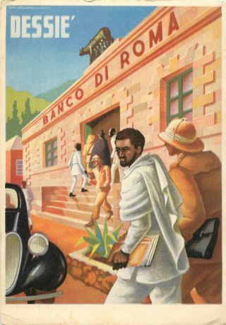 Postcard Italian Poster Art Style Dessie Banco Di Roma Eritrea Ethiopia