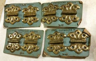 Vintage Brass Butterfly Hinges W/screws (8) - Still On Cards
