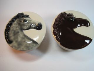Happy Appy Studio 2000 Set Of 2 Ceramic Horse Head Trinkets/boxes With Lid